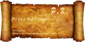 Pritz Kármen névjegykártya